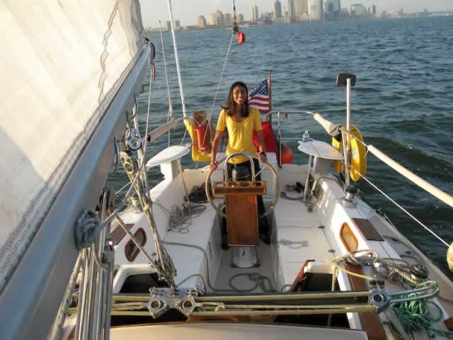 Tasha at the helm